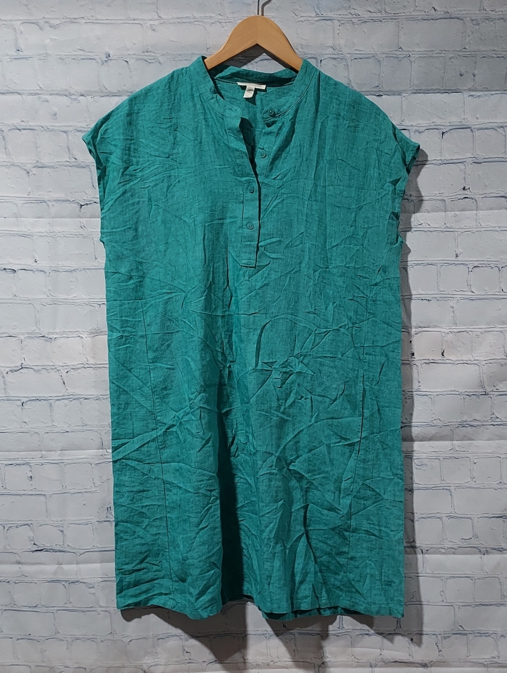 Eileen Fisher Washed Organic Linen Dress Size Medium Eco Minimalist Minimal